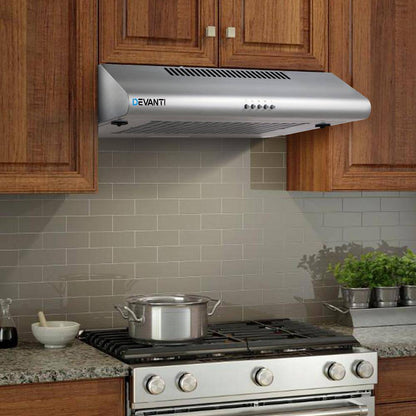 DEVANTI Fixed Range Hood Rangehood Stainless Steel Kitchen Canopy 90cm 900mm