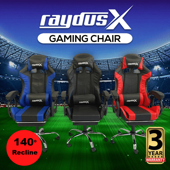 Gaming Office Chairs Computer Seating Racing With Back Massage Pointer And Recliner Footrest- Black