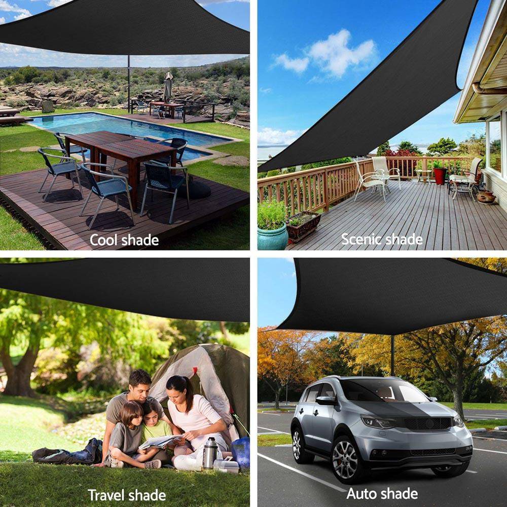 Instahut Shade Sail Sun Shadecloth 280 gsm Black-6x8m