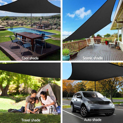 Instahut Shade Sail Sun Shadecloth 280 gsm Black-6x8m