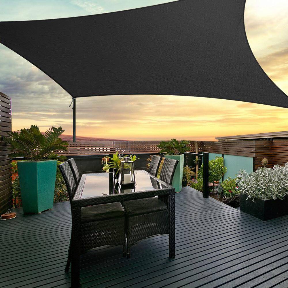 Instahut Shade Sail Sun Shadecloth 280 gsm Black-6x8m