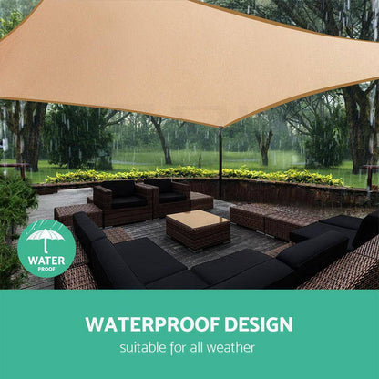 Instahut 2 x 4m Waterproof Rectangle Shade Sail Cloth - Sand Beige