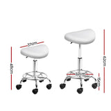 Set of 2 Saddle Salon Stool White Swivel Barber Hair Dress Chair Hydraulic Lift