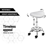 Set of 2 Saddle Salon Stool White Swivel Barber Hair Dress Chair Hydraulic Lift