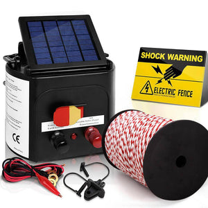 Giantz Electric Fence Energiser 3km Solar Powered Energizer Charger + 500m Tape