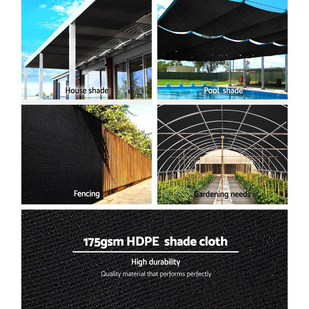Instahut 70% Shade Cloth 1.83x50m Shade Cloth Sail Heavy Duty Shadecloth Garden Mesh Roll BK