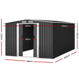 Giantz Garden Shed Outdoor Storage Sheds 2.58x3.14x2.02M Workshop Metal Base Grey