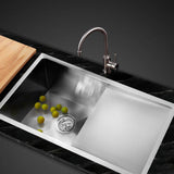Cefito Stainless Steel Kitchen Sink 870X450MM Under/Topmount Sinks Laundry Bowl Silver