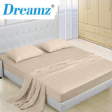 DreamZ 4 Pcs Natural Bamboo Cotton Bed Sheet Set in Size Double Ivory