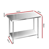 Cefito 1219 x 610mm Commercial Stainless Steel Kitchen Bench 304