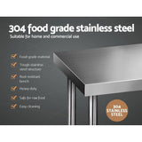 Cefito 1219 x 610mm Commercial Stainless Steel Kitchen Bench 304