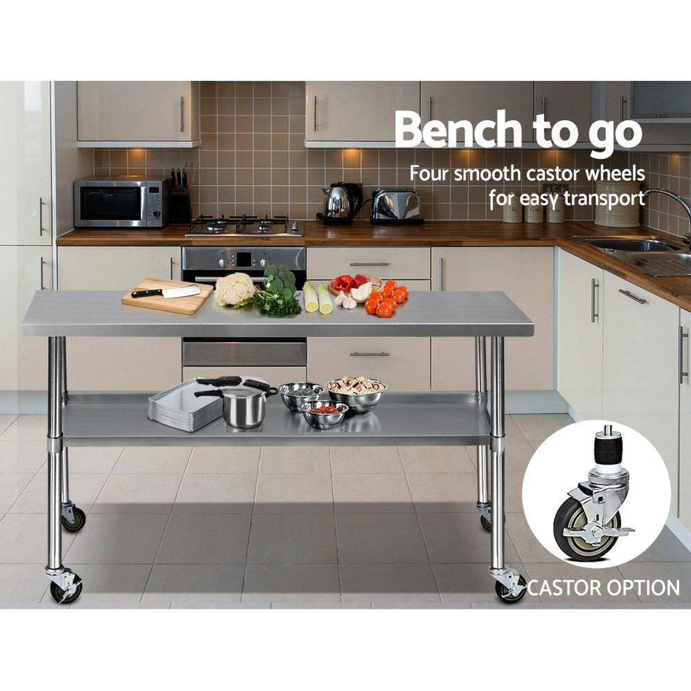 Cefito 304 Stainless Steel Kitchen Benches Work Bench Food Prep Table ...