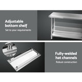 Cefito 610 x 1219mm Commercial Stainless Steel Kitchen Bench 430
