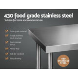 Cefito 610 x 1524mm Commercial Stainless Steel Kitchen Bench 430