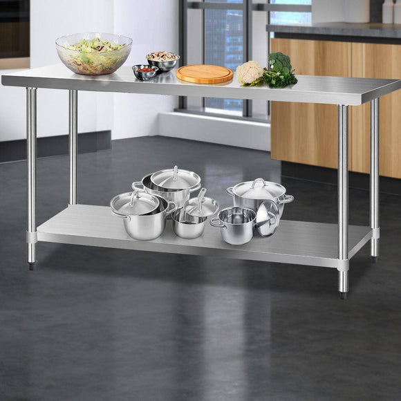 Cefito 430 610 x 1829mm Commercial Stainless Steel Kitchen Bench