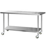 Cefito 430 Commercial Stainless Steel Kitchen Bench  1829 x 762mm  with 4pcs Castor Wheels