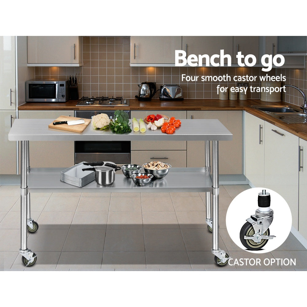 Cefito 430 Stainless Steel Kitchen Benches Work Bench Food Prep Table ...