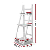 Wooden Ladder Stand Storage-Artiss Display Shelf 3 Tier- White