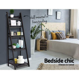 Wooden Ladder Stand Storage-Artiss Display Shelf 5 Tier -Coffee