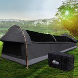 Weisshorn Double Swag Camping Swags Deluxe Canvas Tent Dark Grey