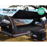 Weisshorn King Single Swag Camping Swags Canvas Free Standing Dome Tent Grey