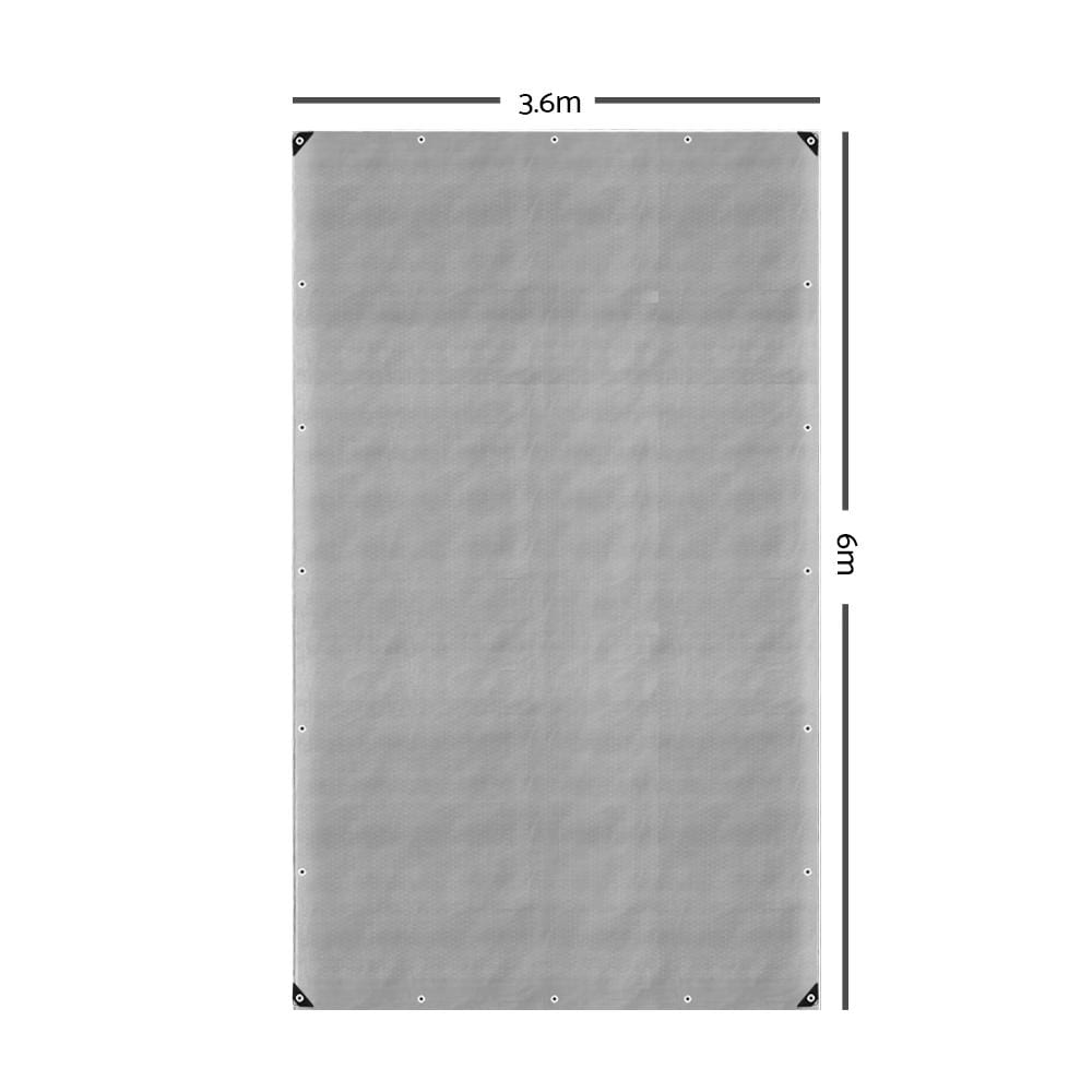 Instahut 3.6x6m Tarp Camping Tarps Poly Tarpaulin Heavy Duty Cover 180gsm Silver