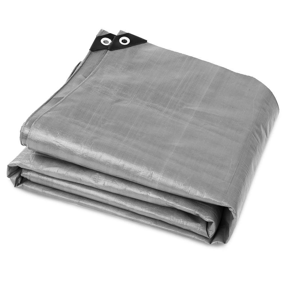 Instahut 3.6x7.3m Tarp Camping Tarps Poly Tarpaulin Heavy Duty Cover 180gsm Silver