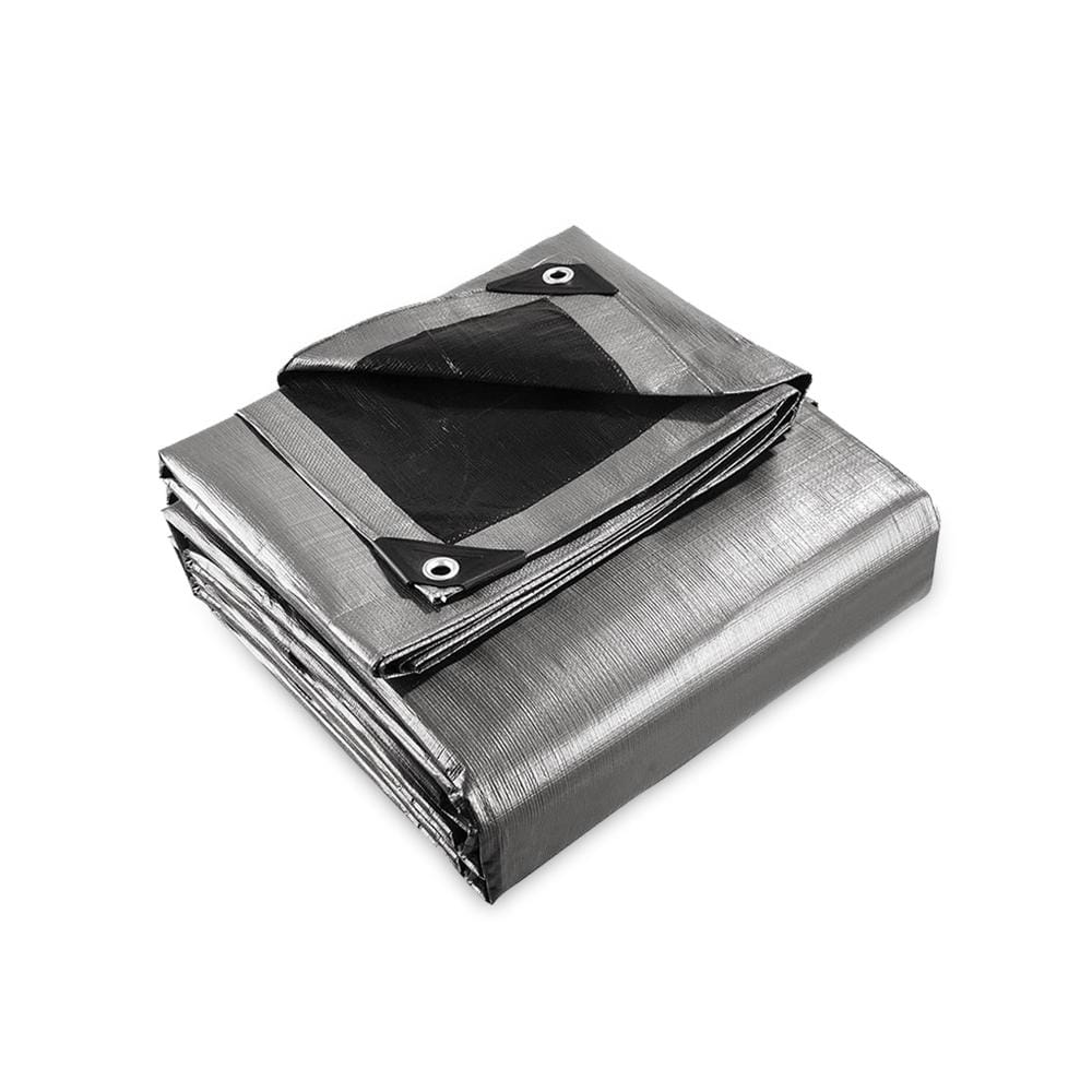 Instahut 6x7.3m Tarp Camping Tarps Poly Tarpaulin Heavy Duty Cover 180gsm Silver