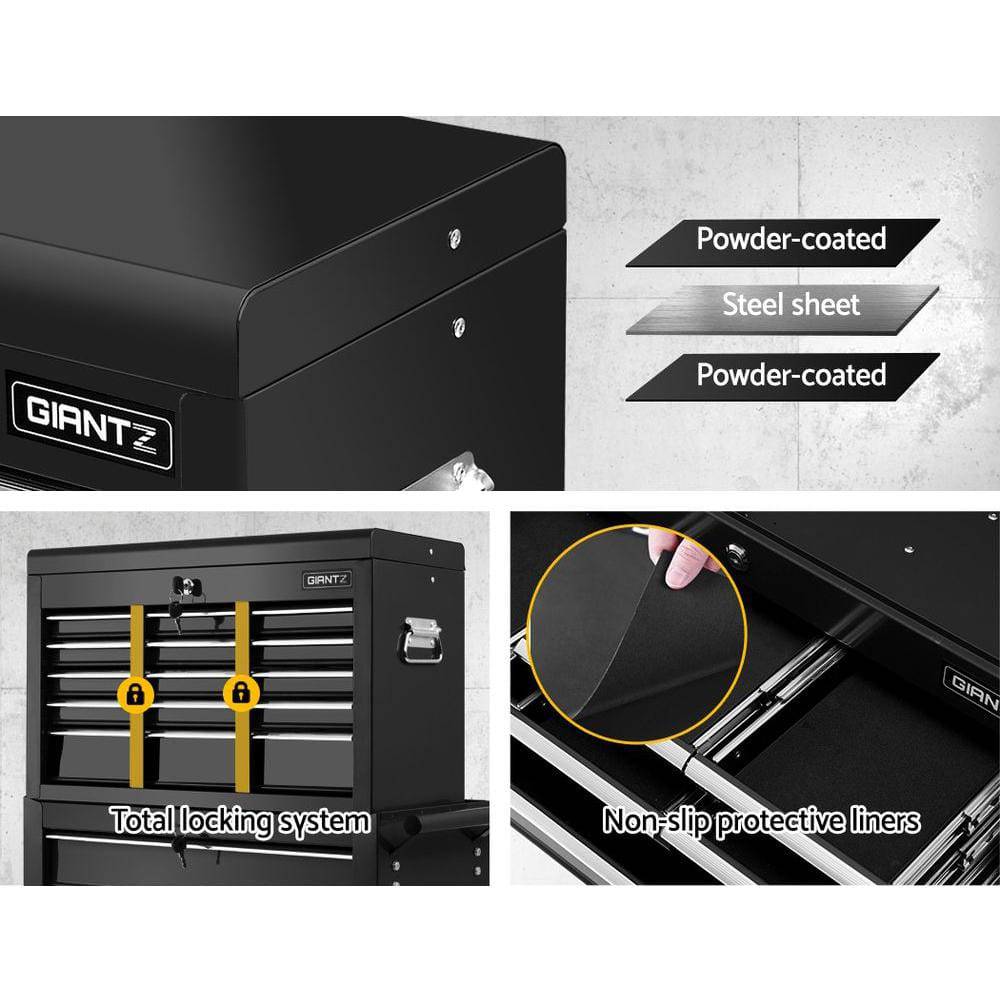 Giantz 16 Drawers Tool Box Trolley Black
