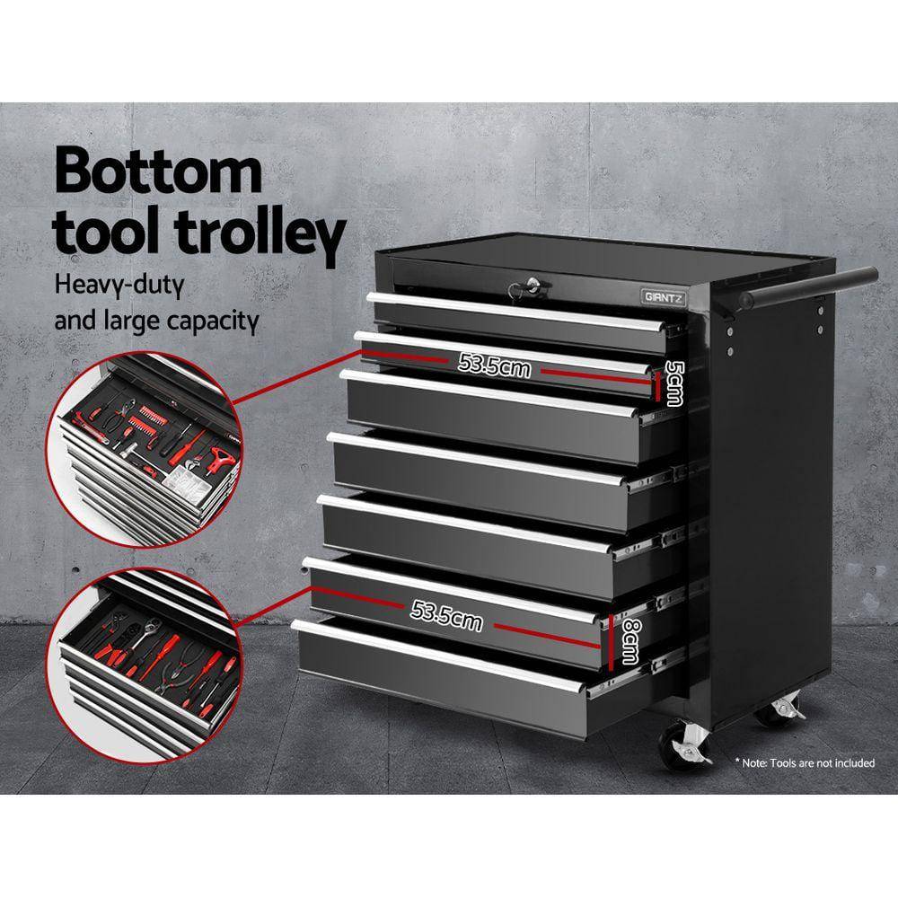 Giantz 16 Drawers Tool Box Trolley Black