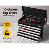 Giantz 17 Drawers Tool Box Trolley Black and Grey
