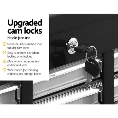 Giantz 17 Drawers Tool Box Trolley Black and Grey