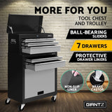 Giantz 7 Drawer Toolbox Trolley Black and Grey