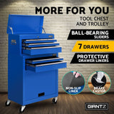 Giantz 7 Drawer Toolbox Trolley Blue