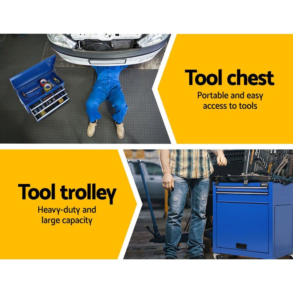Giantz 7 Drawer Toolbox Trolley Blue