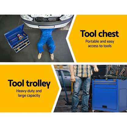Giantz 7 Drawer Toolbox Trolley Blue