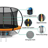 Everfit 8FT Trampoline for Kids w/ Ladder Enclosure Safety Net Rebounder Orange
