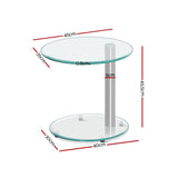 Artiss Coffee Table Round Tempered Glass Side End Beside Tables Cafe 45cm