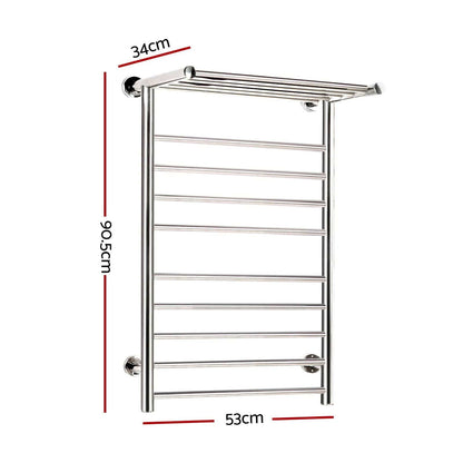 Devanti Electric Heated Towel Rack Warmer Heater Rails Rack Wall Mounted 14 Bar