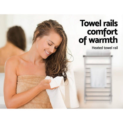 Devanti Electric Heated Towel Rack Warmer Heater Rails Rack Wall Mounted 14 Bar