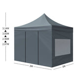 Gazebo Tent 3x3 Outdoor Marquee Gazebos Camping Canopy Mesh Side Wall-Mountview