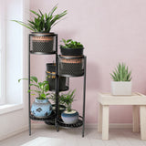 6 Tier Plant Stand Swivel Outdoor Indoor Metal Stands Flower Shelf Rack Garden Black