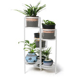 6 Tier Plant Stand Swivel Outdoor Indoor Metal Stands Flower Shelf Rack Garden White