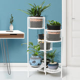 6 Tier Plant Stand Swivel Outdoor Indoor Metal Stands Flower Shelf Rack Garden White