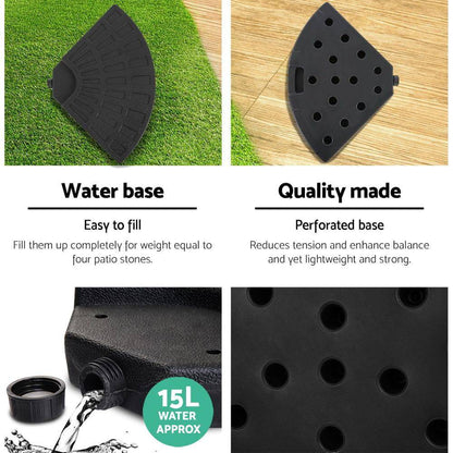 3M Umbrella with 48x48cm Base Outdoor Umbrellas Cantilever Sun Beach Garden Patio Beige