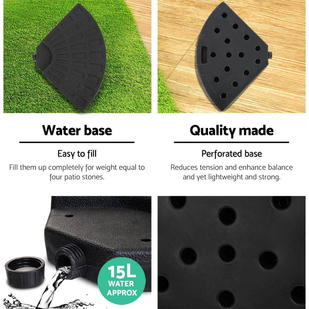 3M Umbrella with 48x48cm Base Outdoor Umbrellas Cantilever Sun Beach Garden Patio Charcoal