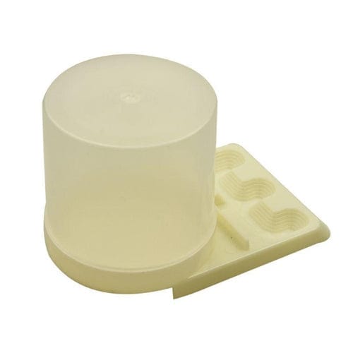 A beige plastic entrance bee feeder designed for providing water to bees in a hive.