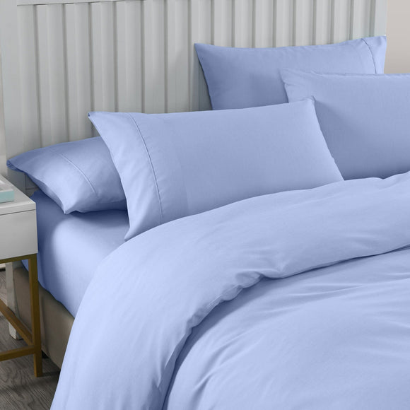 Royal Comfort 2000TC 6 Piece Bamboo Sheet & Quilt Cover Set Cooling Breathable - Double - Light Blue