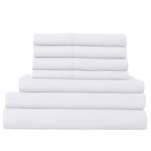 Royal Comfort 2000TC 6 Piece Bamboo Sheet & Quilt Cover Set Cooling Breathable - Queen - White