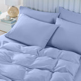 Bed Sheet Royal Comfort 2000TC 6 Piece Bamboo Sheet & Quilt Cover Set Cooling Breathable - King - Light Blue